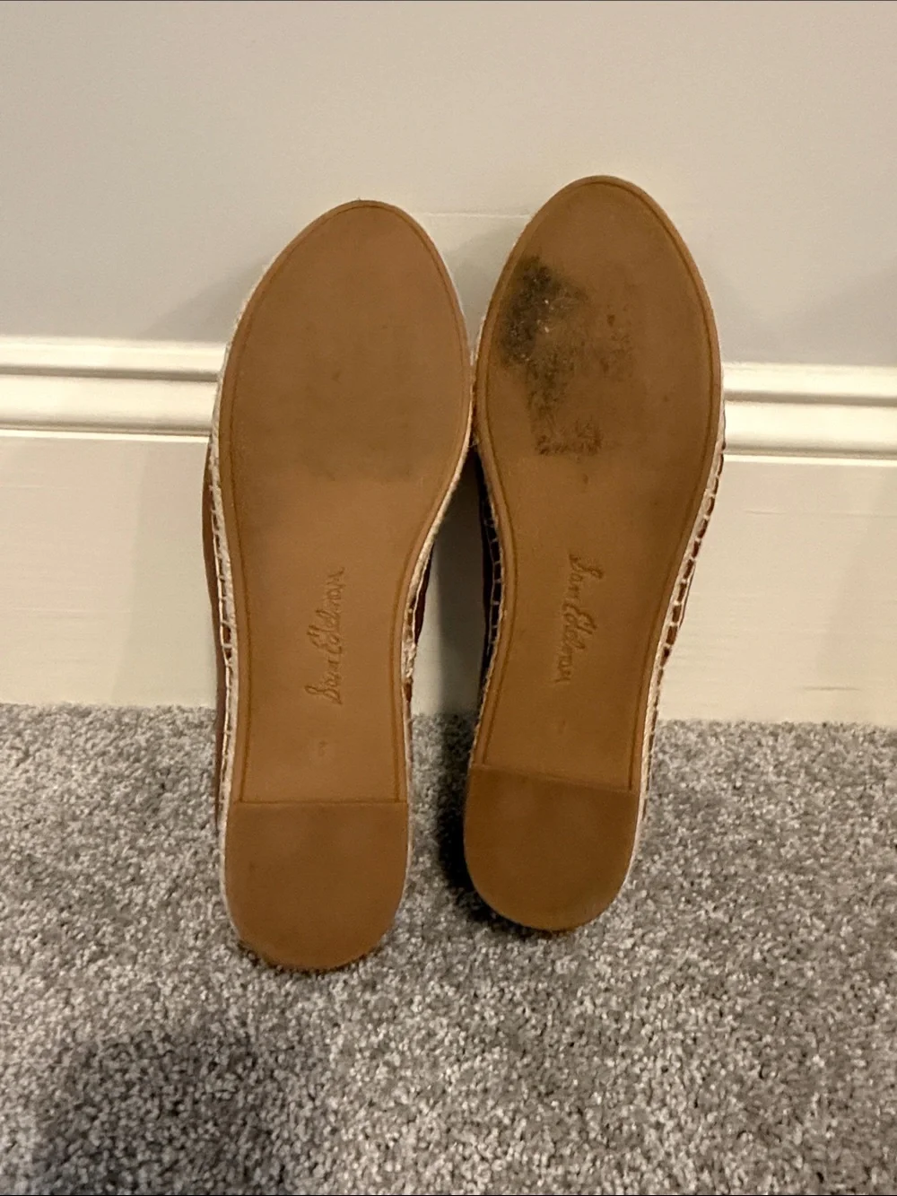 Sam Edelman Tan Leather Espadrille Slip-On Flats